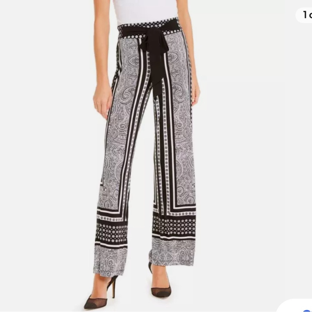 Inc. International Concepts black and white print wide leg pants, size sm petite